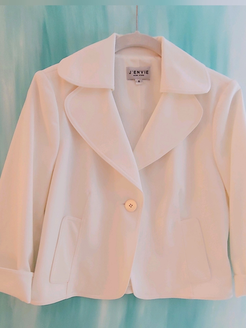 J' Envie Women's White  Single-Button Blazer Jacket